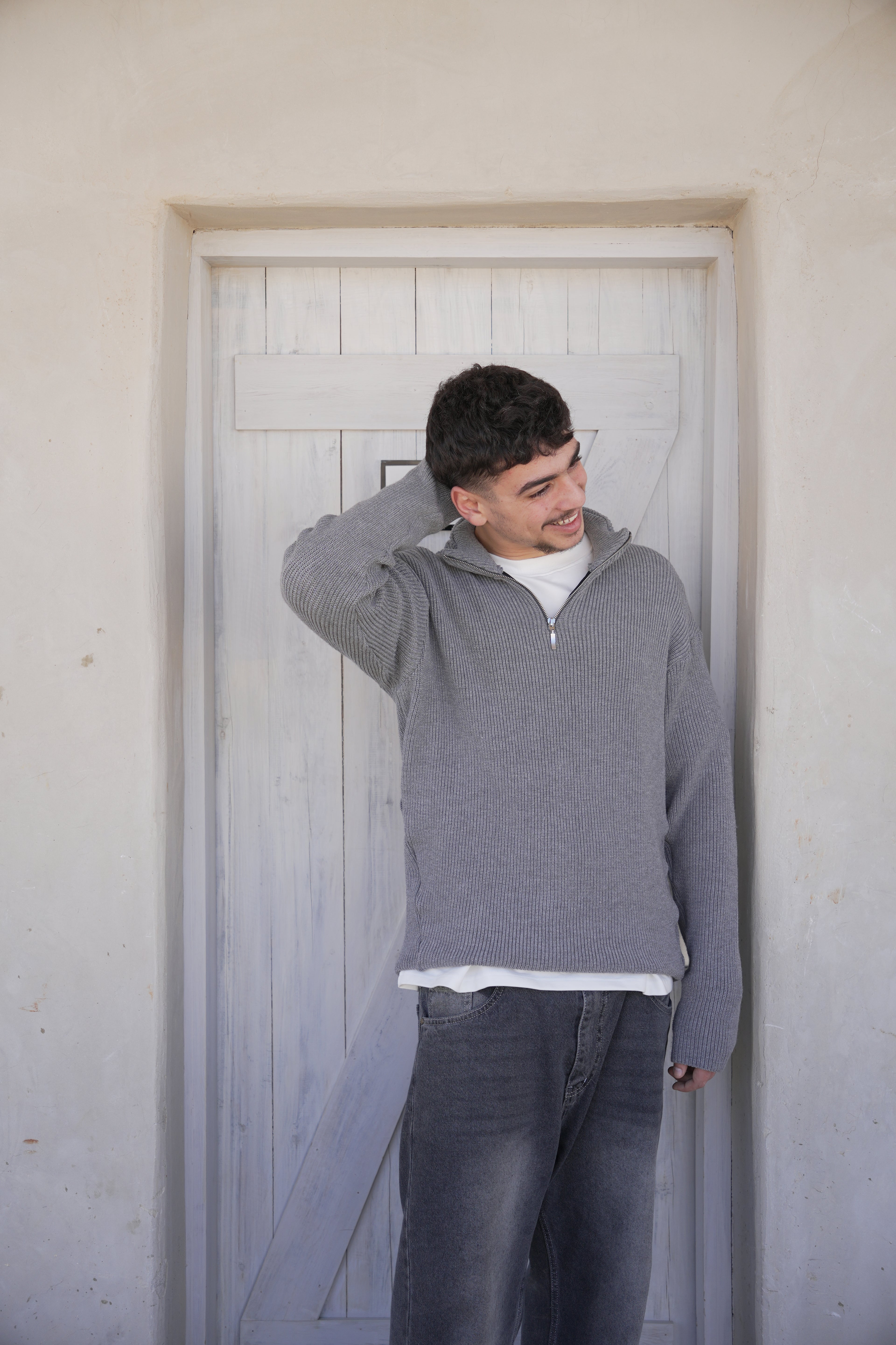 Grey Knit Quarter Zip