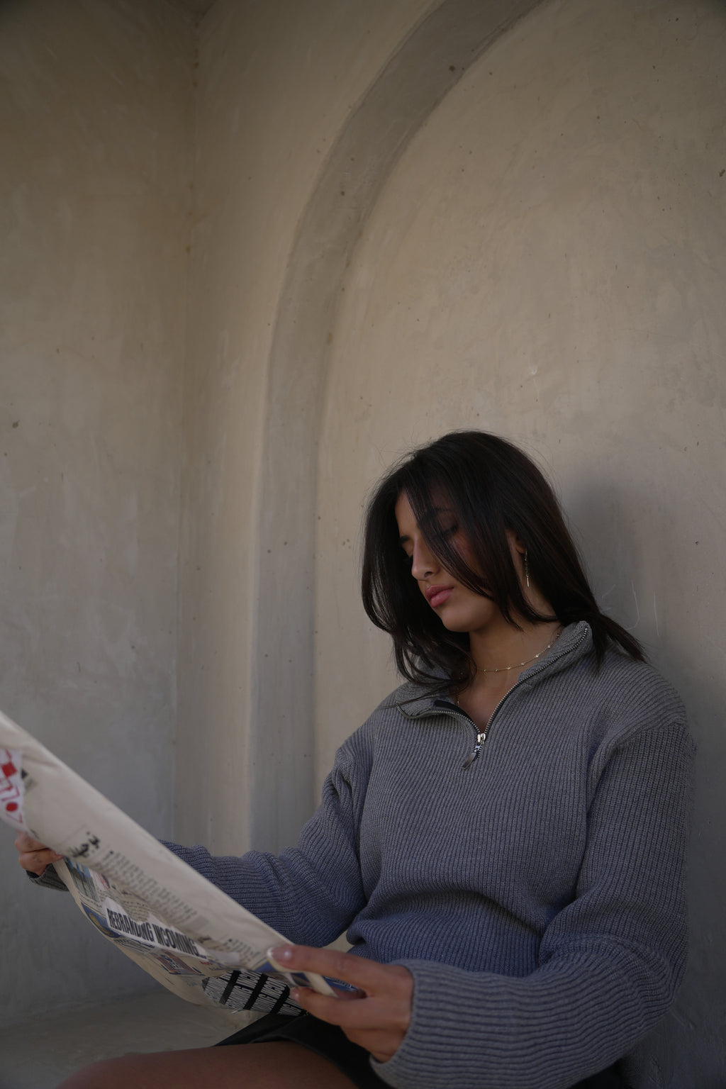 Grey Knit Quarter Zip