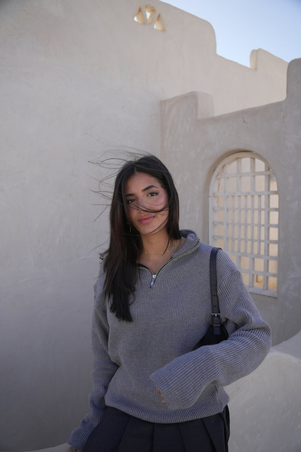 Grey Knit Quarter Zip