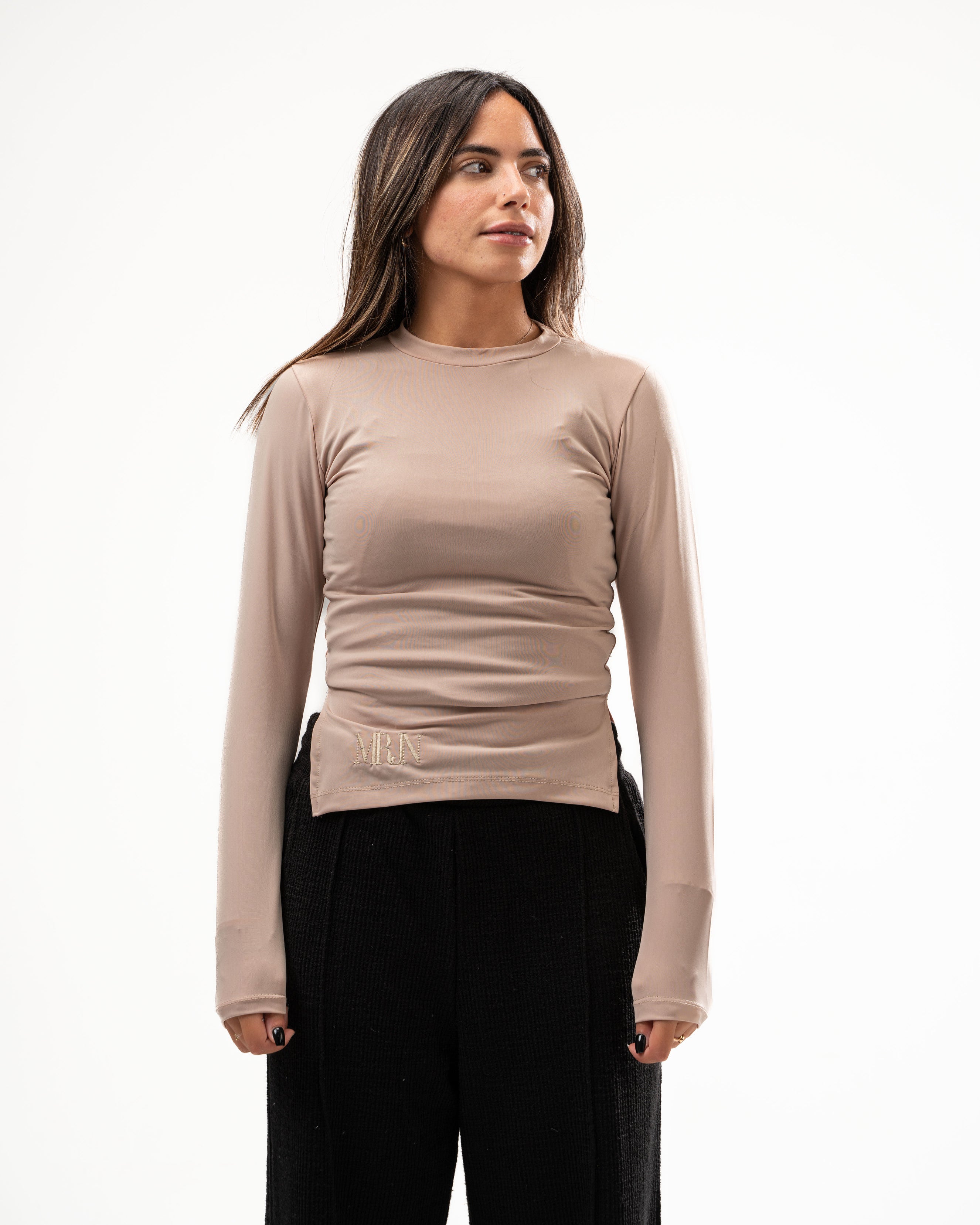 LONG SLEEVE BEIGE TOP