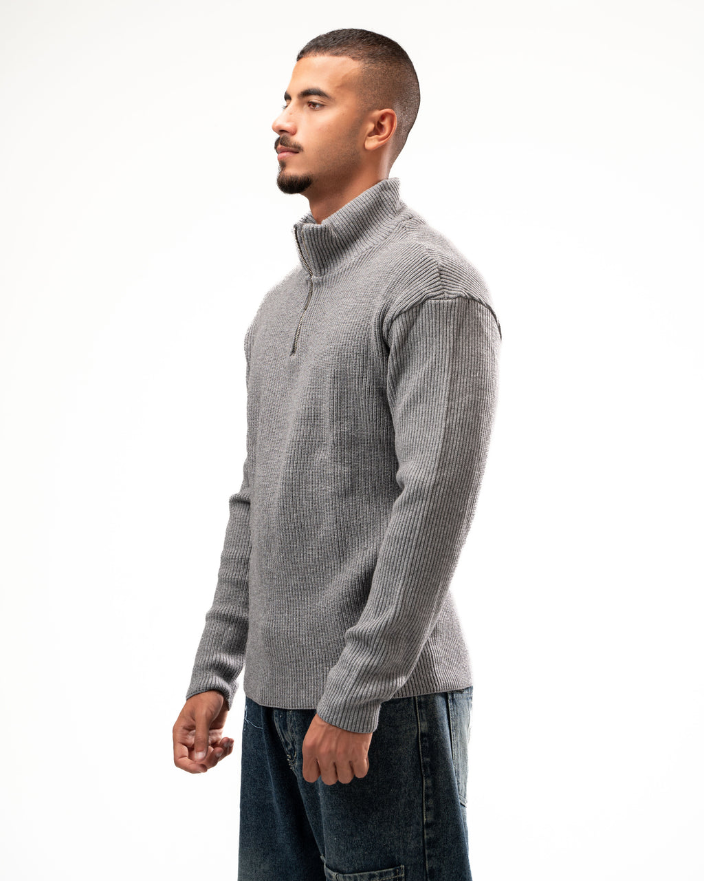 Grey Knit Quarter Zip