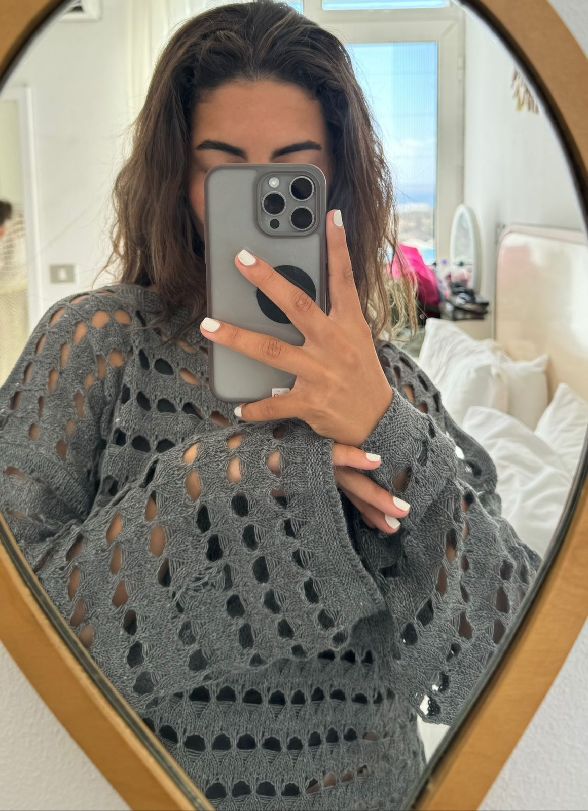 Grey Crochet coverup